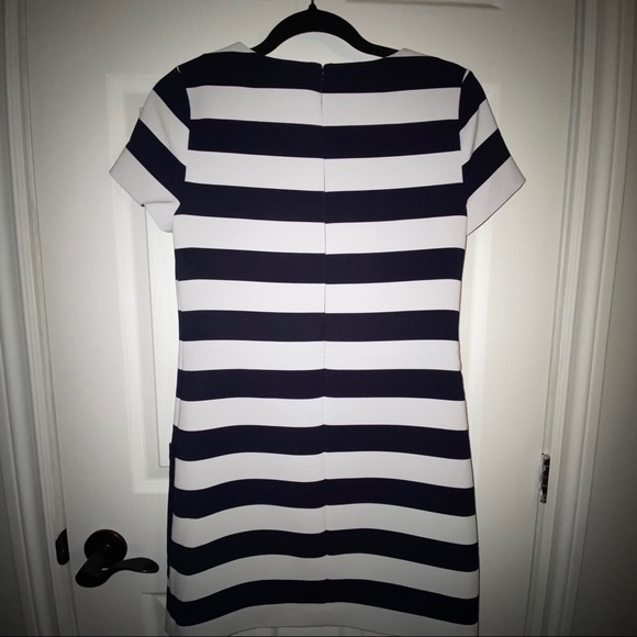 1.STATE Navy Striped Patch Pocket Shift Dress - Picture 3 of 5